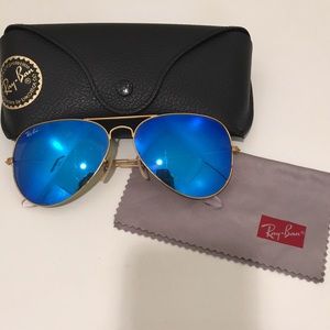 AUTHENTIC Blue Mirror Ray Bans 58mm